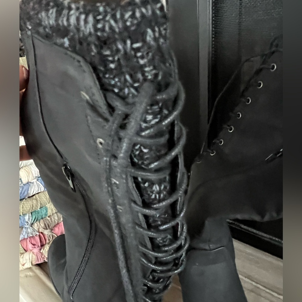 Boots by Shoe Dazzle size 8 side zip with laces in the back